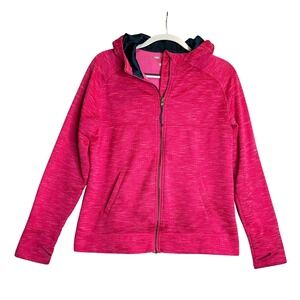 Obermeyer Pink Fleece Zip Up Satin‎ Lined Hoodie Sweatshirt Thumb Holes Snow Ski